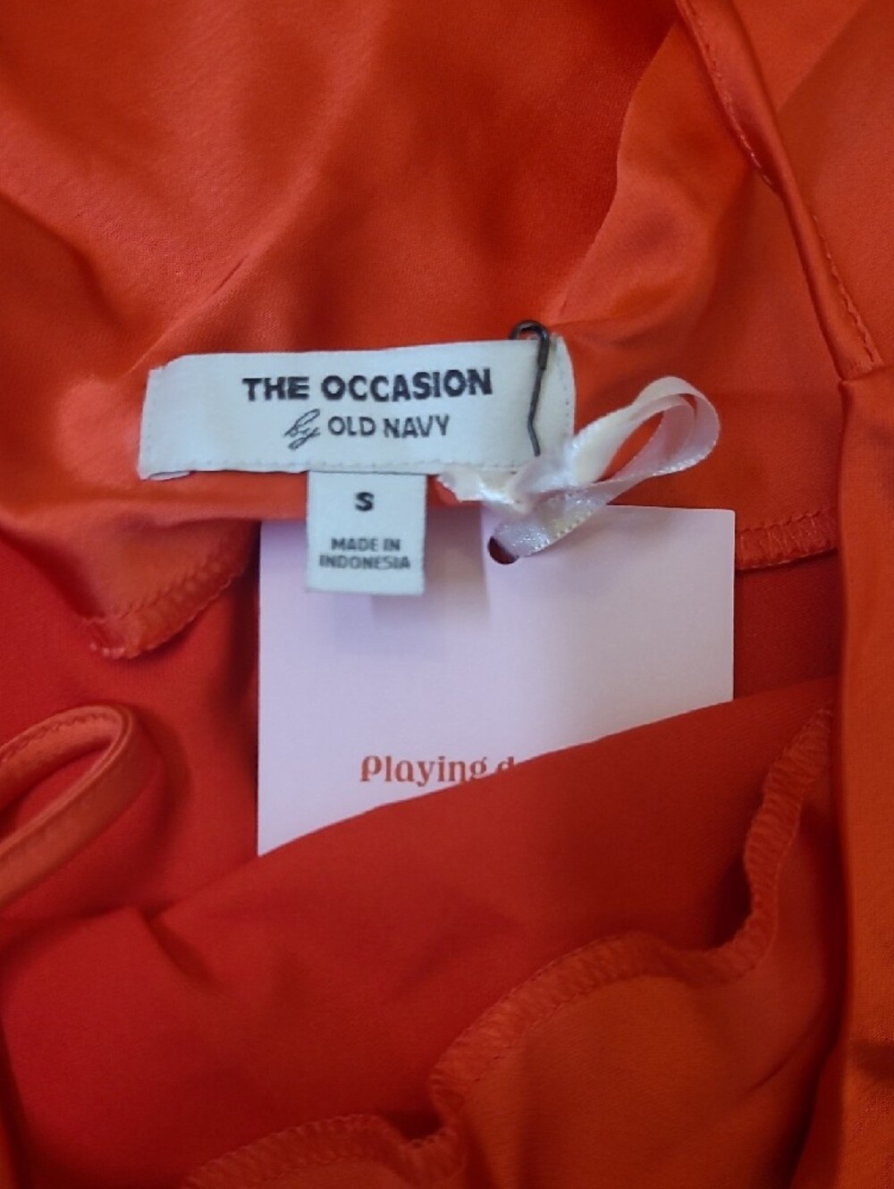 Old Navy Strapless Satin Slip Dress in Coral Orange for women new color red. - Picture 2 of 11